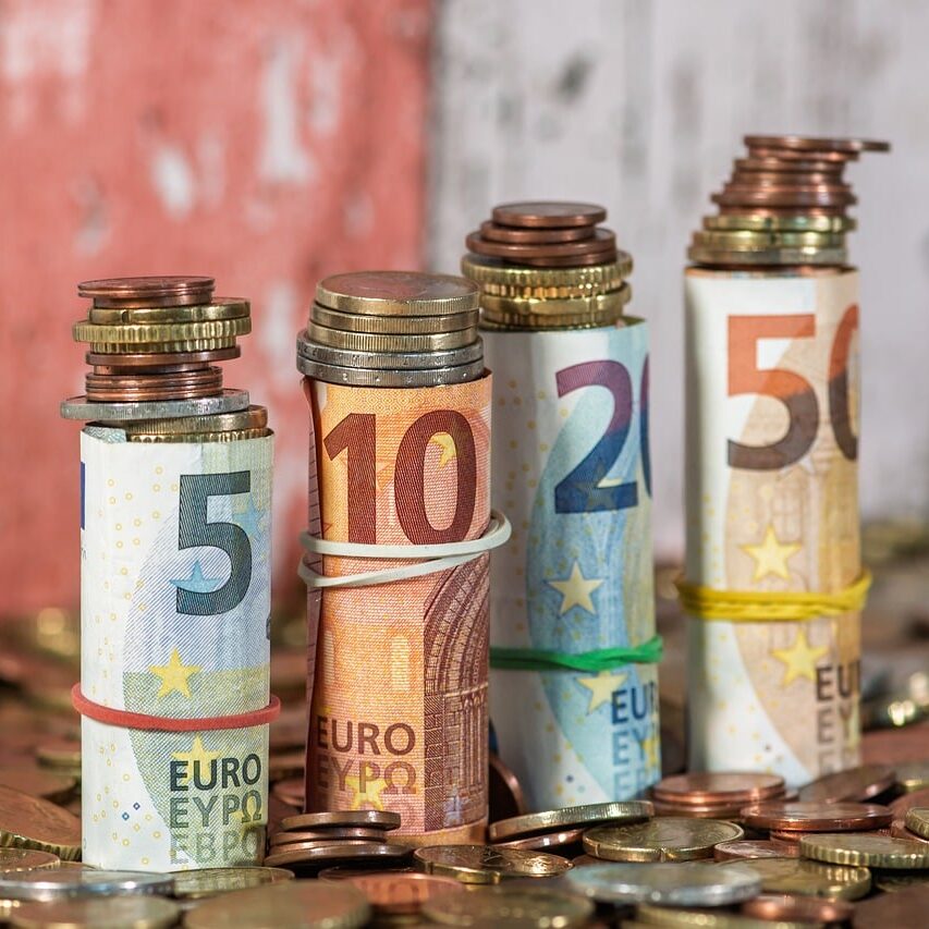 banknotes, currency, finance, euro, investment, inflation, loan, corruption, bribes, money, wealth, cashbox, business, savings, coins, cent, loose change